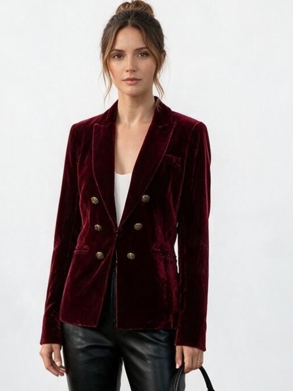 Veronica Beard Burgundy Velvet Double Breasted Blazer Silk Blend Lapel 8